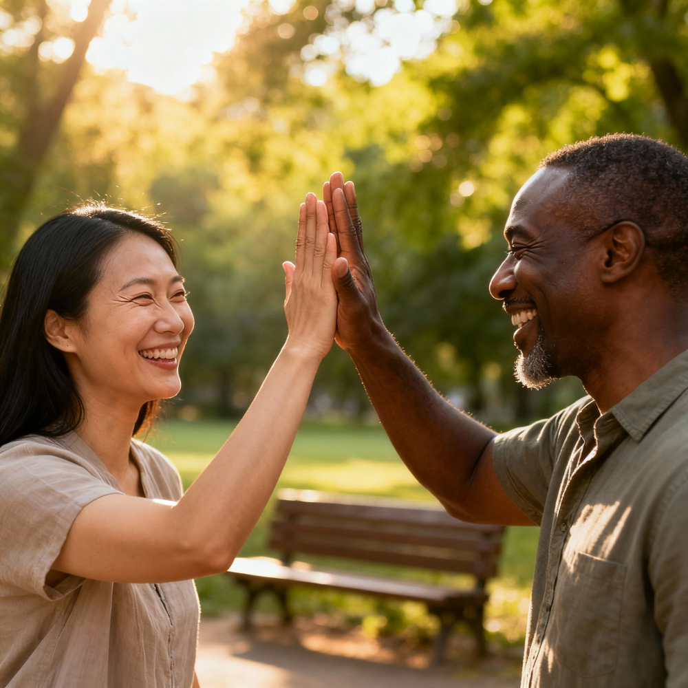 2 people practicing mudita