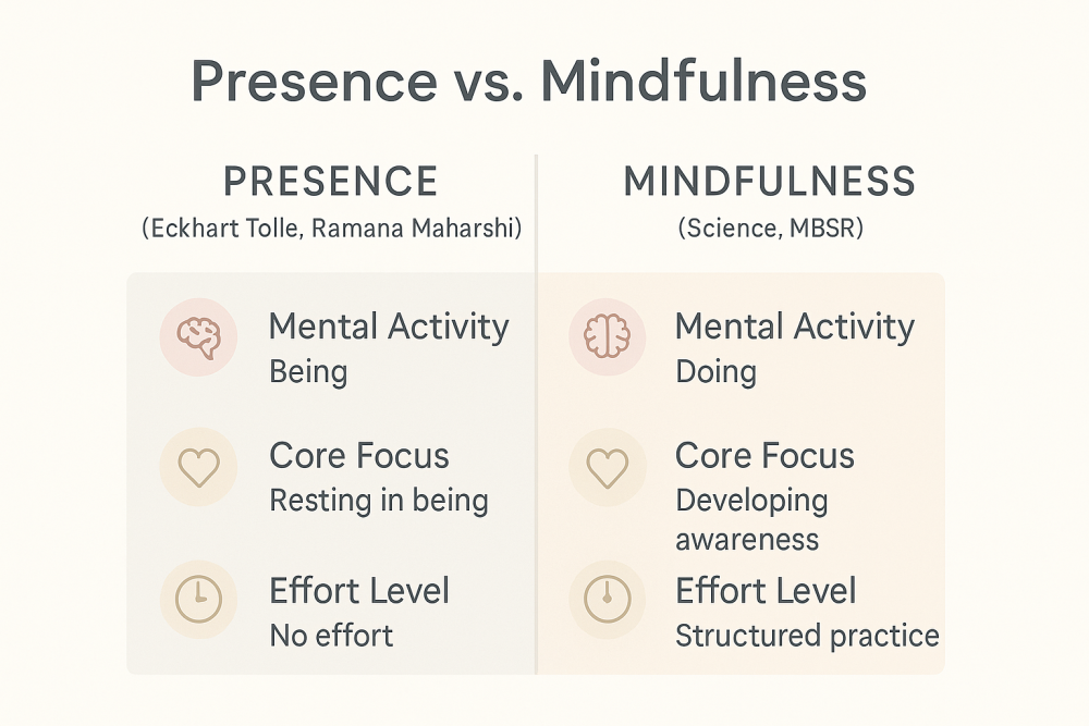 Difference between presence and mindfulness in daily life