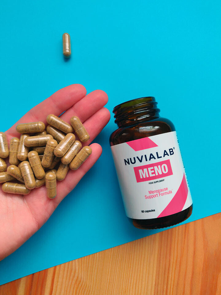 nuvialab meno pills in hand