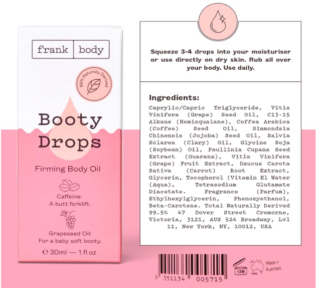frank body Booty Drops Firming Body Oil