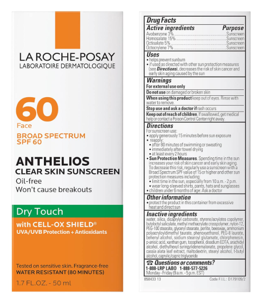 La Roche-Posay Anthelios Clear Skin Sunscreen Dry Touch SPF 60