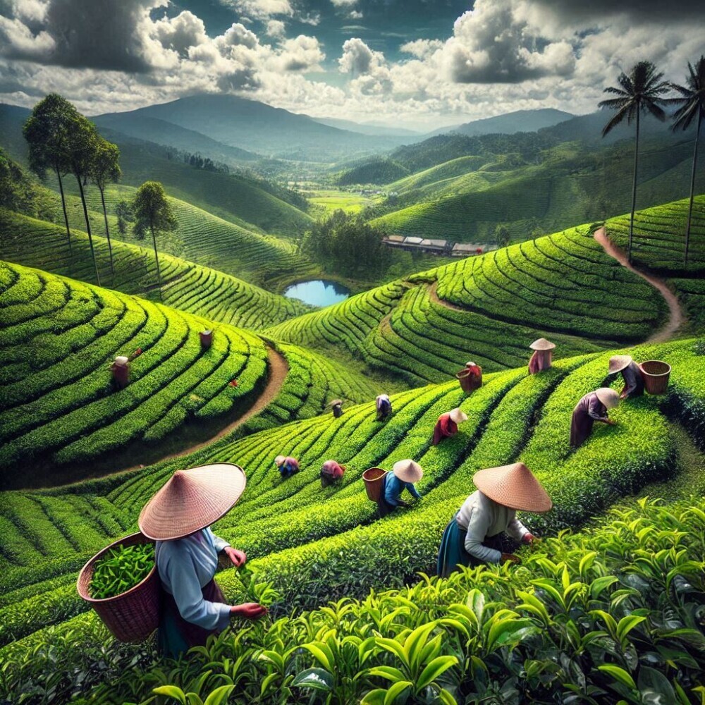 eco-friendly tea plantations on the hills