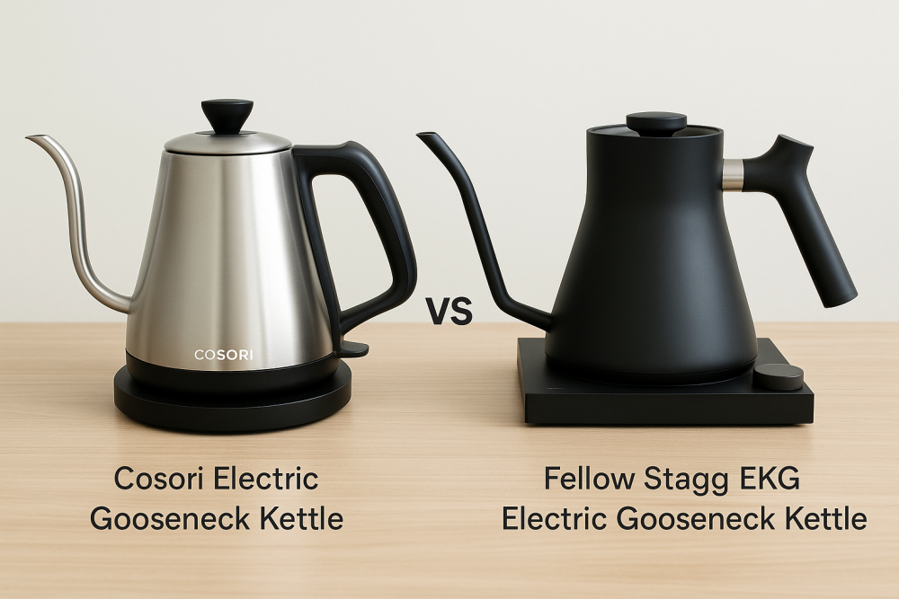 cosori electric gooseneck kettle vs fellow stagg ekg electric gooseneck kettle