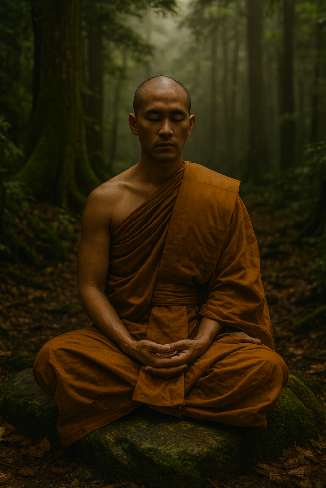 a monk from Thai Forest Tradition meditating