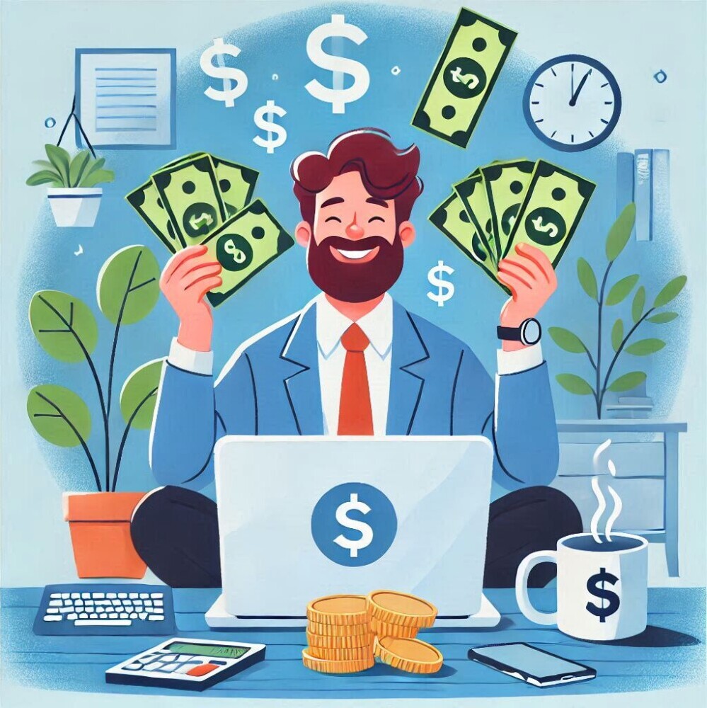 a happy freelancer who achieved financial stability