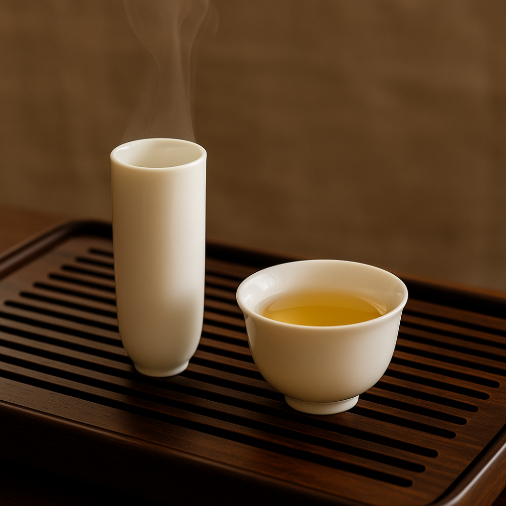 Porcelain aroma and tasting cup set for Gongfu tea, ideal for high mountain oolongs
