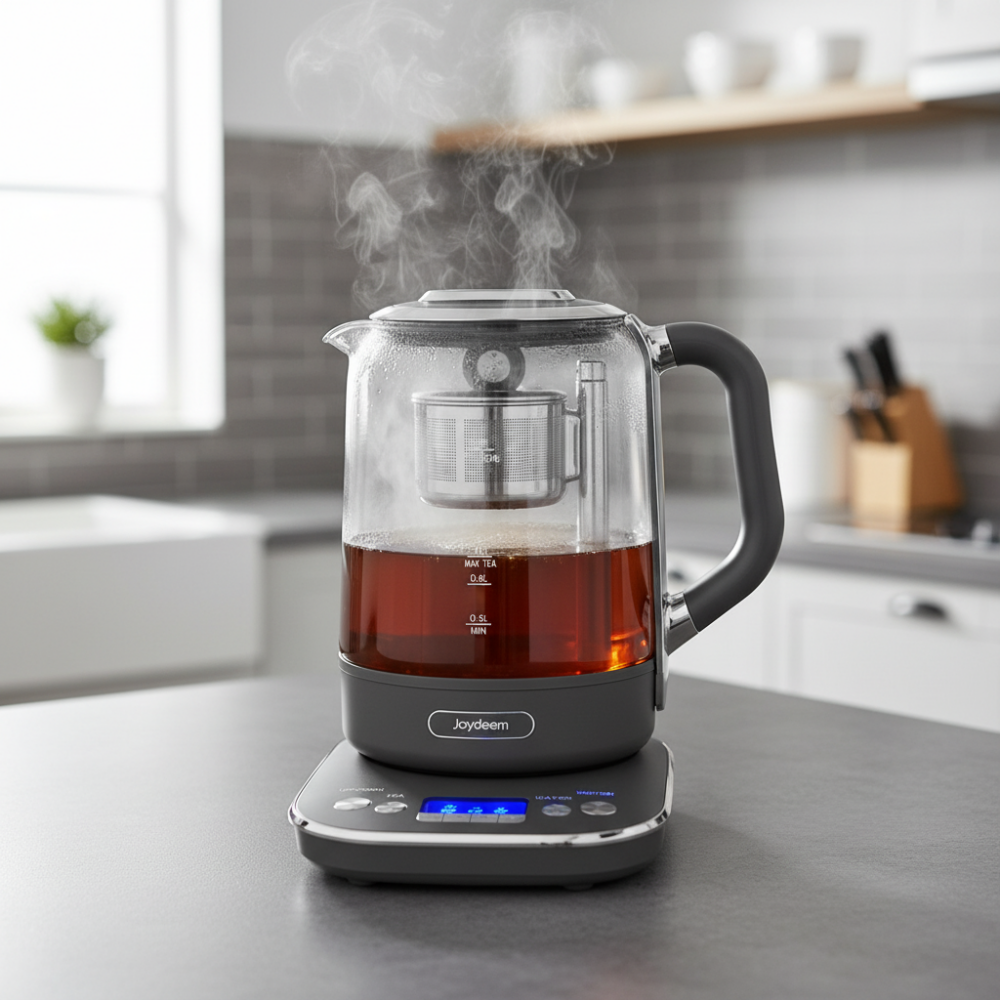 joydeem hot tea maker on the kitchen table