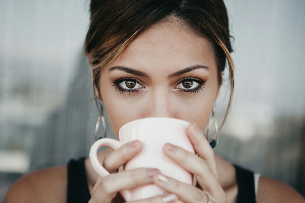 a woman with beautiful brown eyes