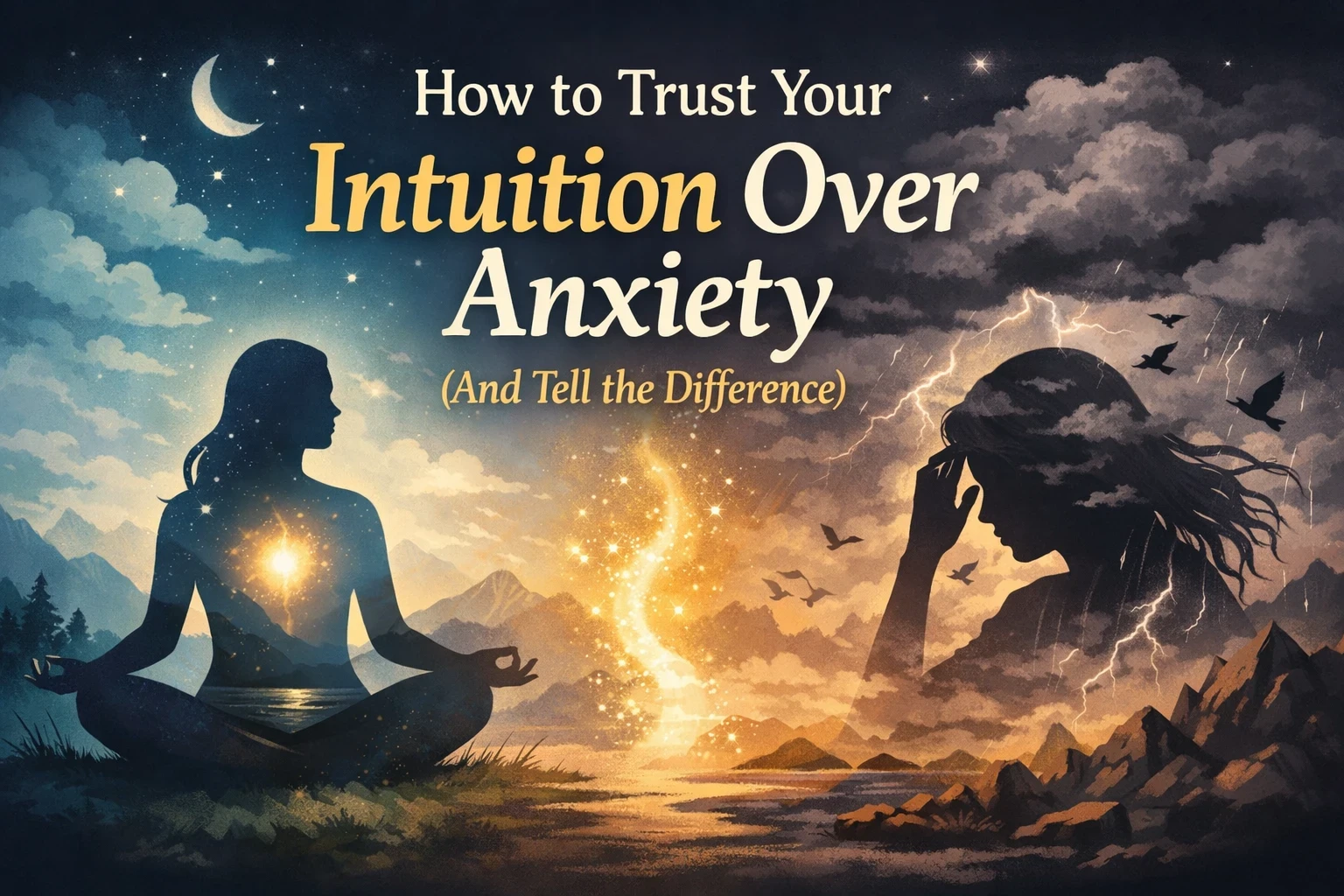 How to Trust Your Intuition Over Anxiety – Woman Meditating in Peaceful Mountain Landscape