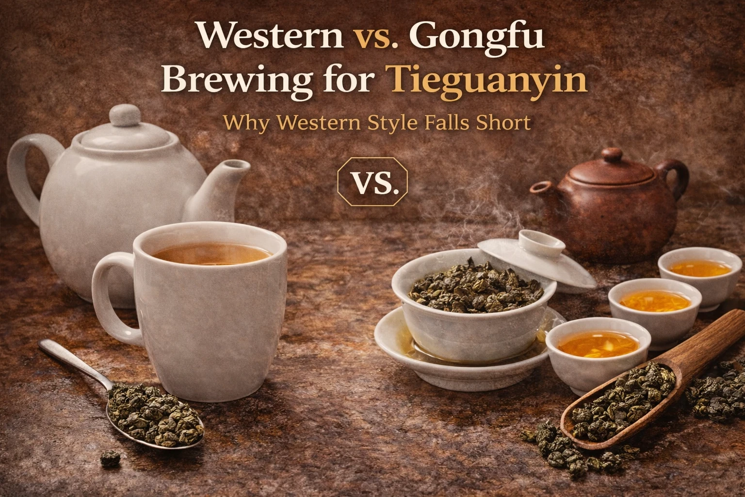Western vs Gongfu brewing for Tieguanyin oolong tea – teapot and tea bowl comparison