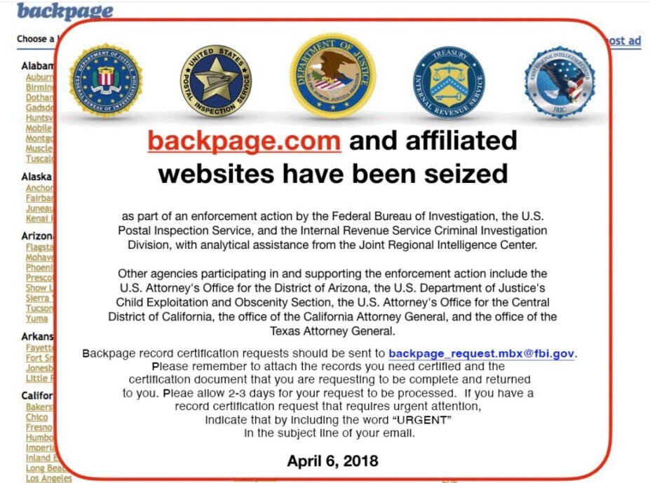 website seized by law enforcement