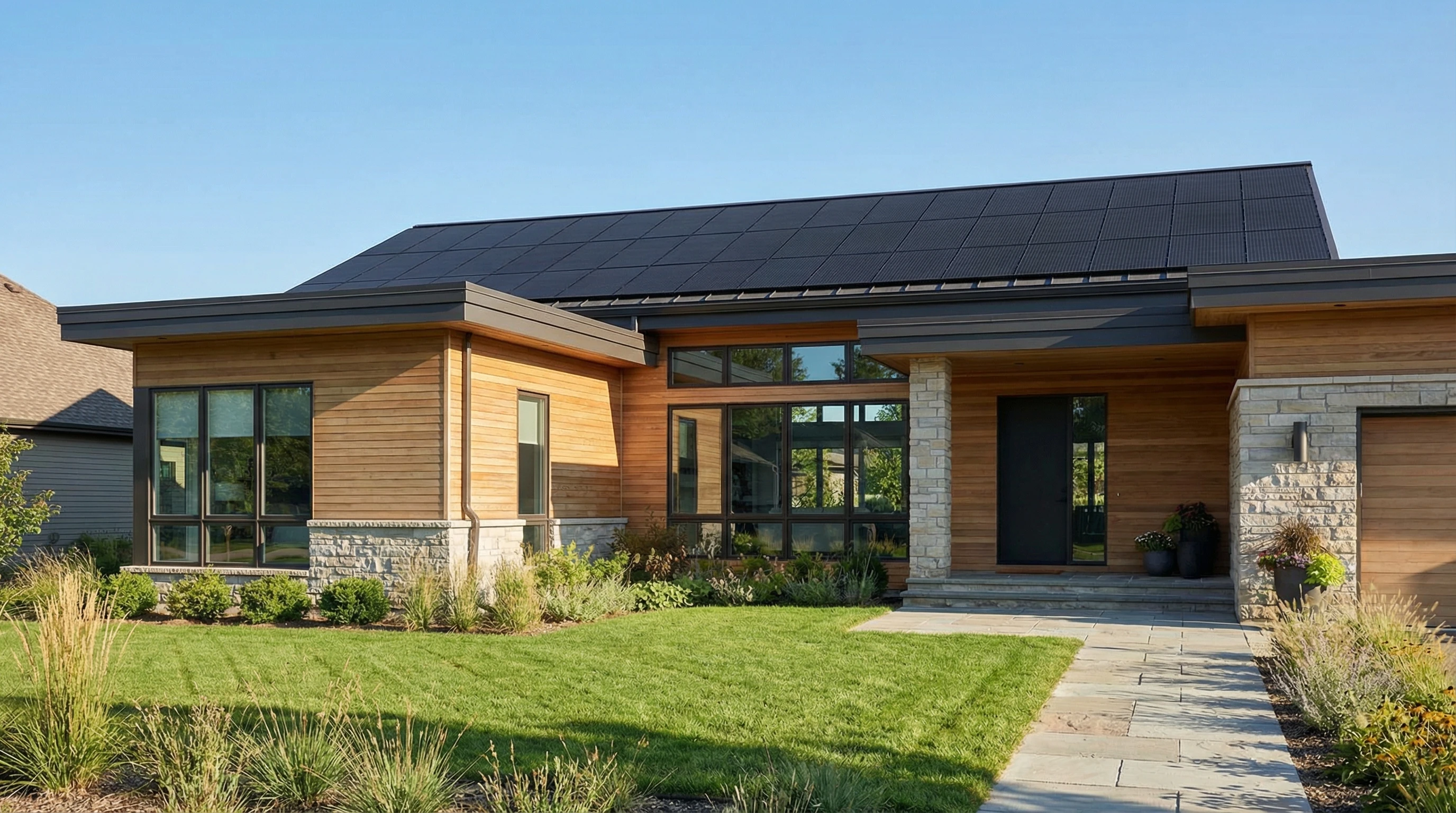 Modern Home With Solar Panels