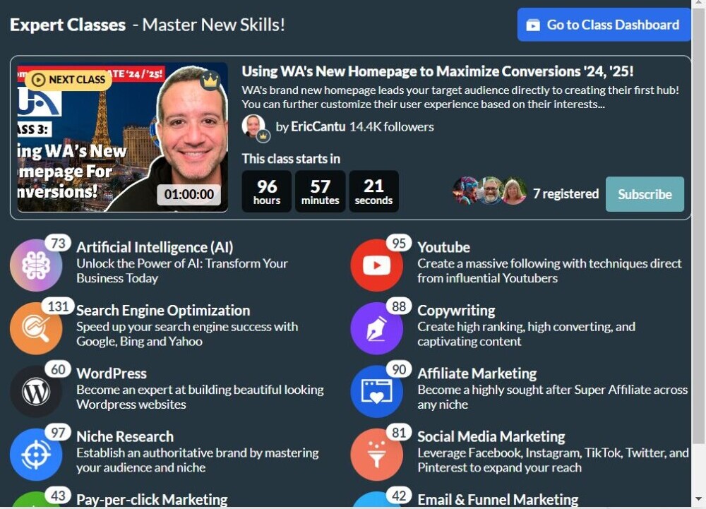 Wealthy Affiliate Classes