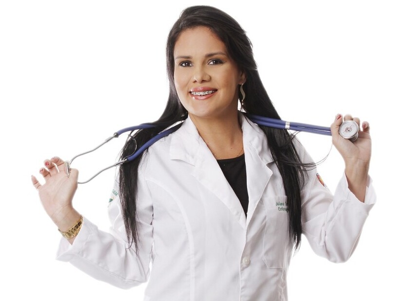 female nurse in a white coat