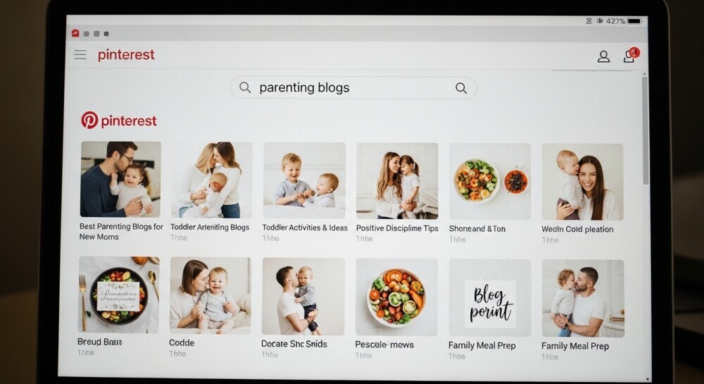 Parent exploring parenting blog niches online