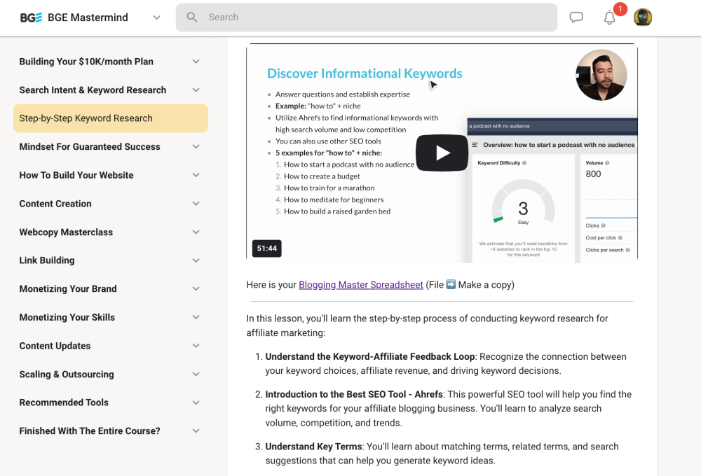 blog growth engine module screenshot