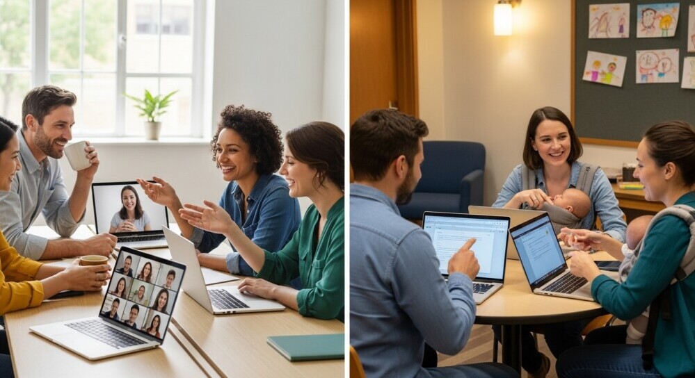 Parents connecting online through a supportive blogging community.