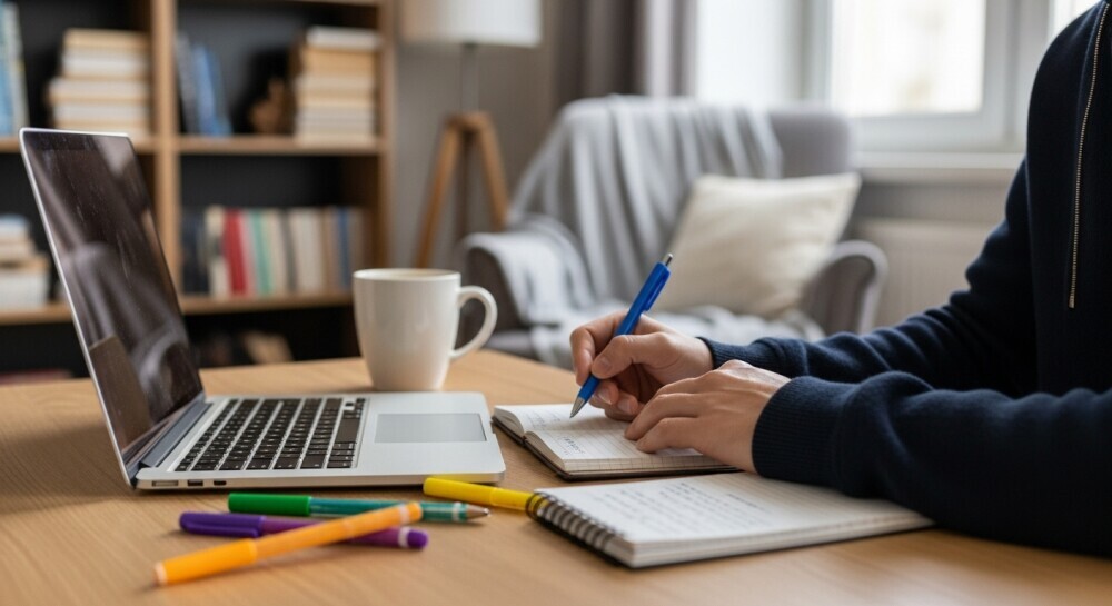 Parent designing visuals to make blog content more engaging