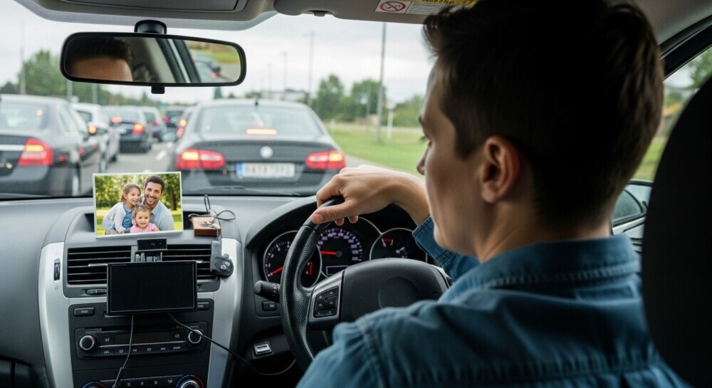 Parent commuting to work while thinking about family at home