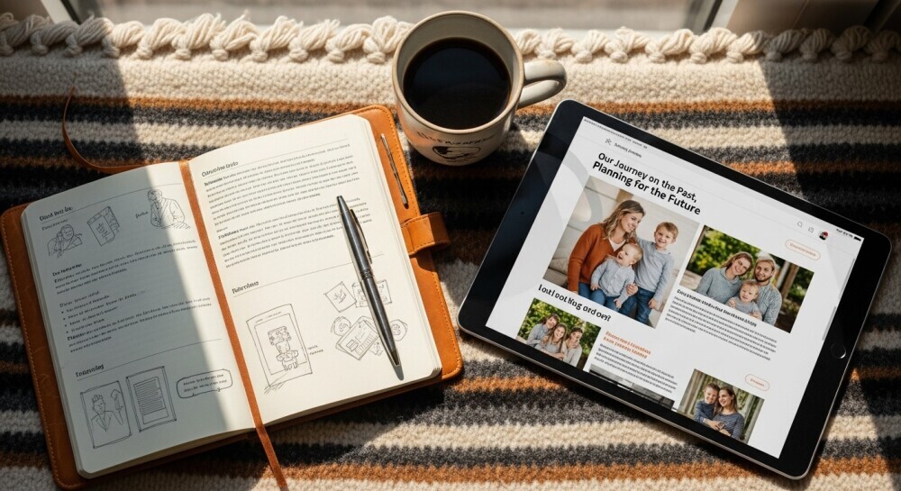 Parent planning family goals inspired by parenting blog articles