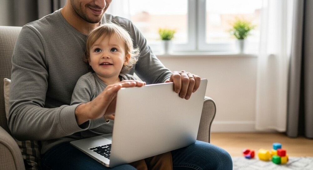 Parent staying flexible with blogging schedule and family time