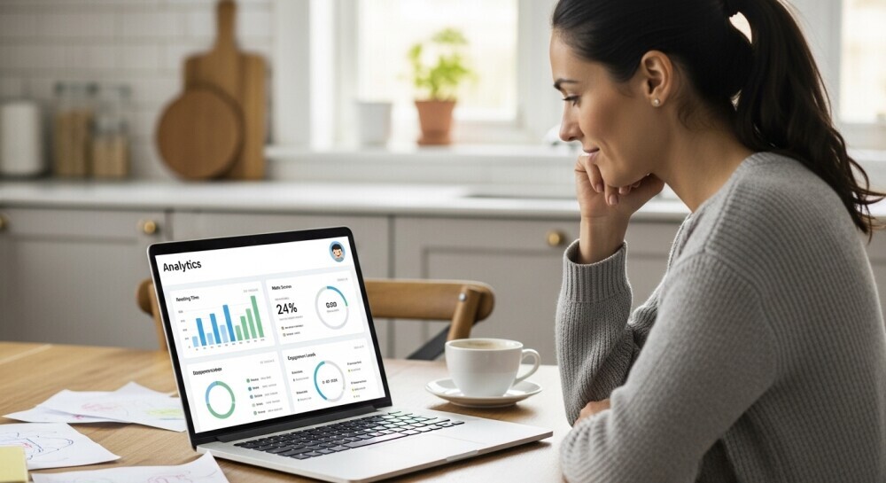 Parent blogger tracking blog performance and growth stats