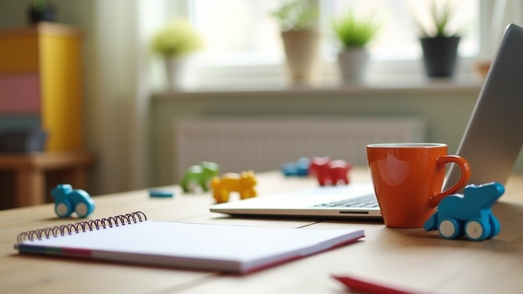 Parent juggling blogging and parenting at home