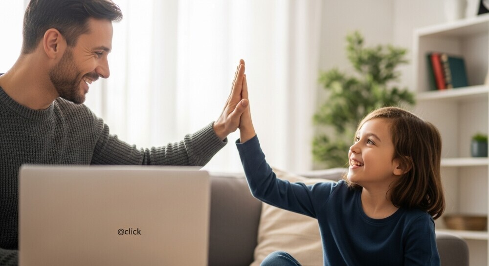 Parent blogger feeling accomplished after finishing a small content update