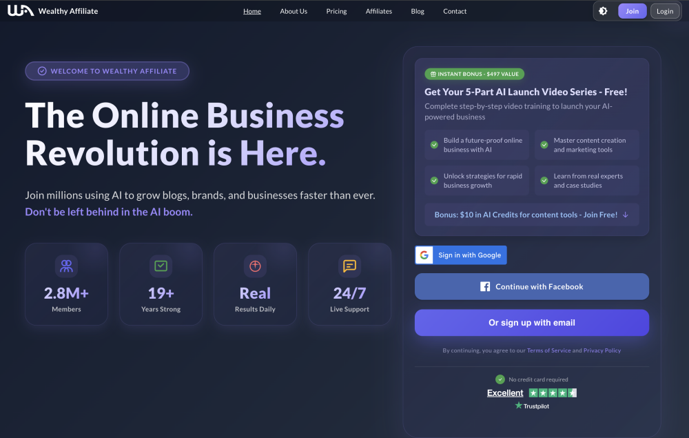 wealthy affiliate screenshot