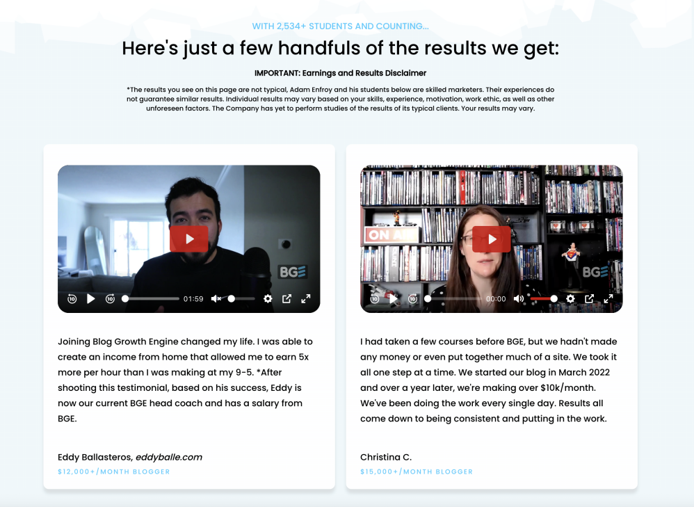 blog growth engine testimonial examples