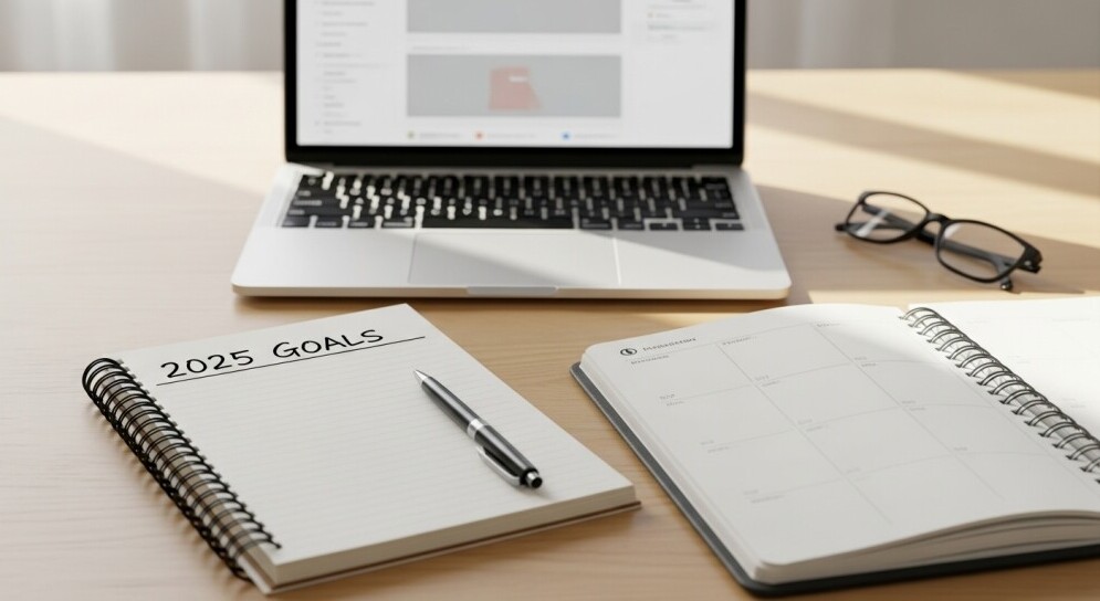 Parent blogger reviewing their yearly goals and blogging progress.