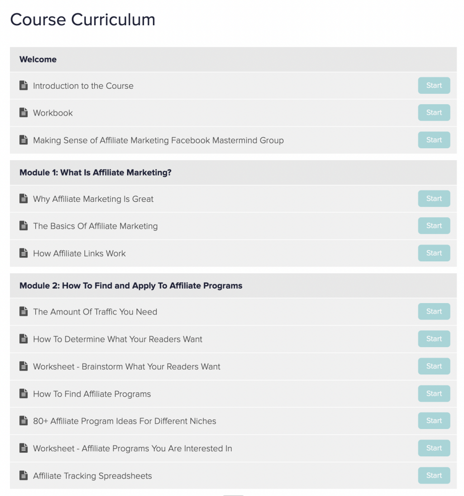 training materials within making sense of affiliate marketing course