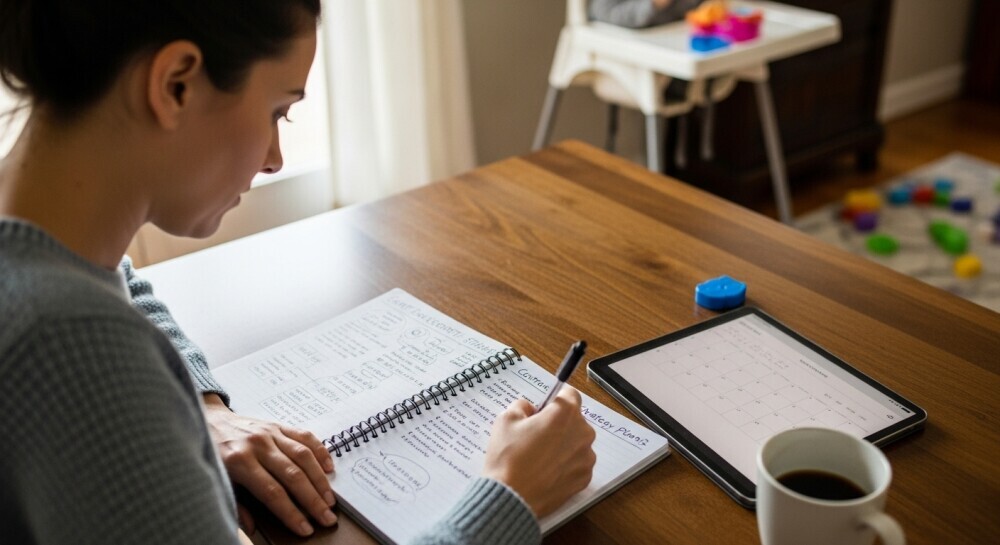 Home workspace setup for blogging and passive income