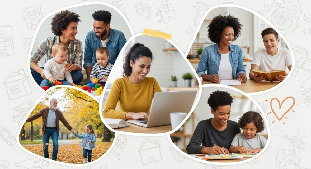 Modern parents connecting online through blogs and sharing family life stories