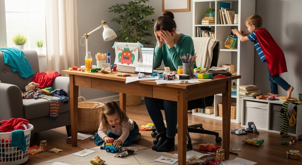 Clutter sneaks up fast when you are working from home with kids.