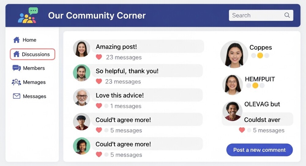 Supportive online parenting community where parents encourage and uplift each other