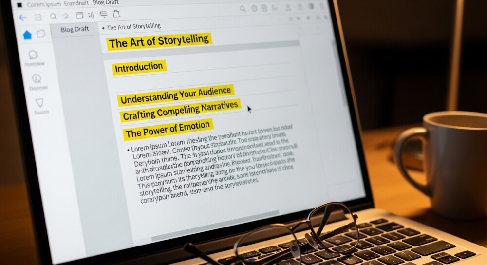 Parent writing blog post using natural keywords