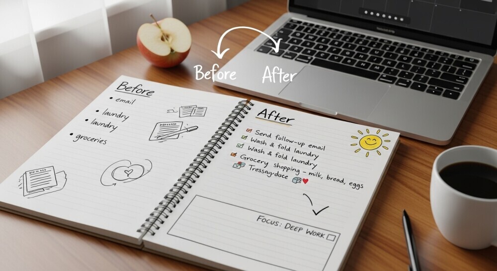 Blogger planning review notes comparing product features and personal experience.