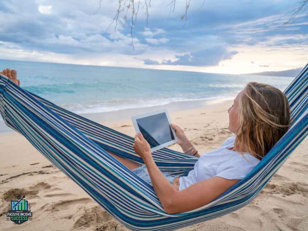 digital nomad on beach