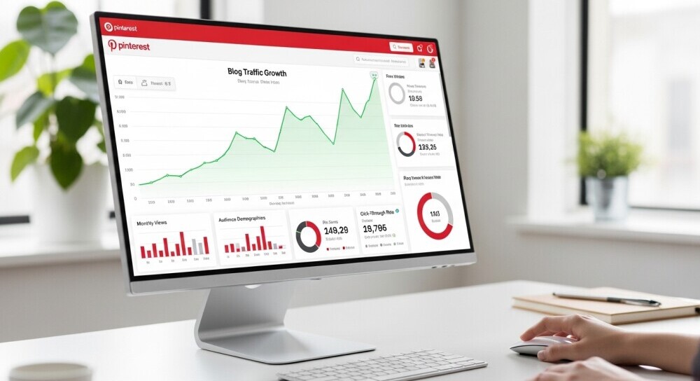 Pinterest analytics showing consistent blog growth