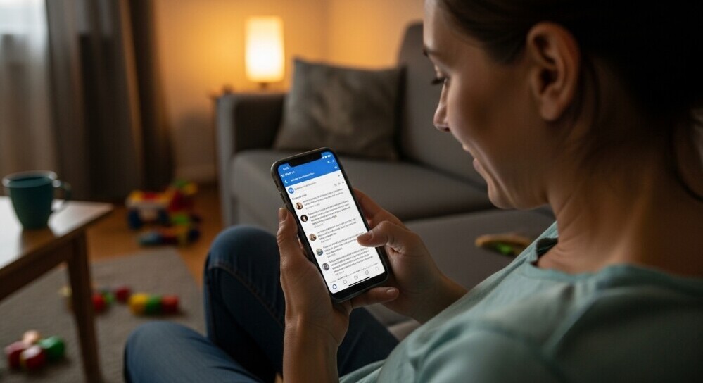 Parent validating blog niche ideas through online communities