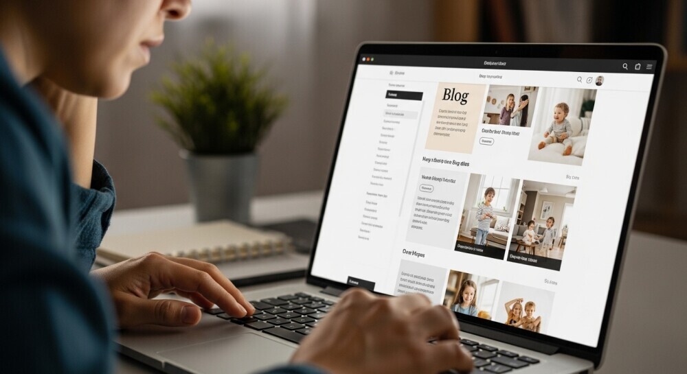 Parent blogger improving site structure and About page