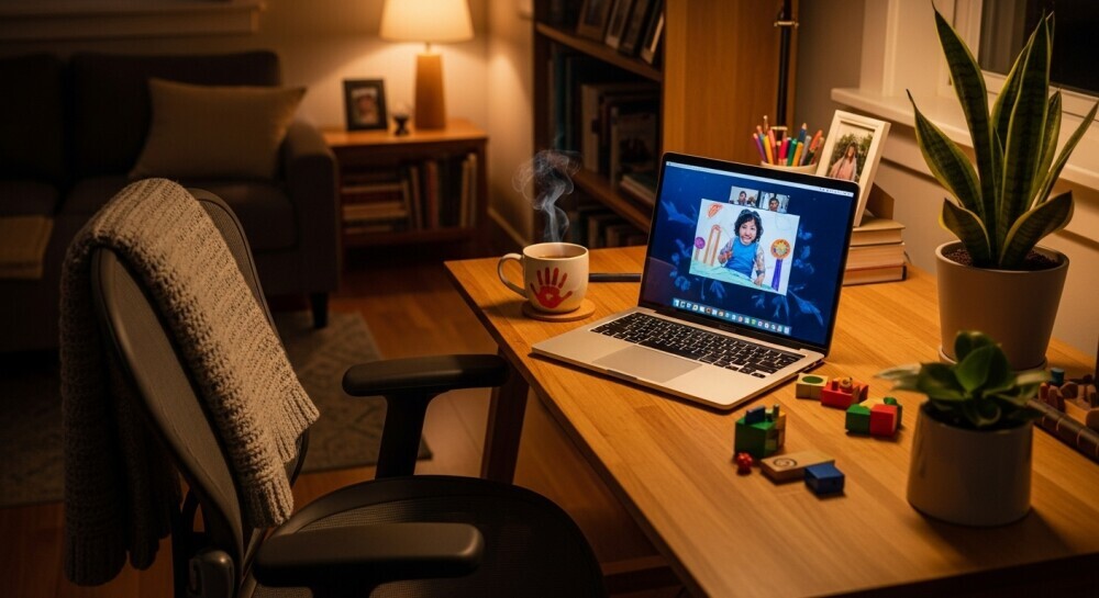 Parent preparing to launch their parenting blog at home