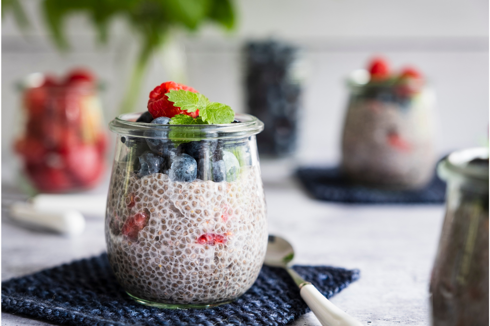 chia seeds and berries