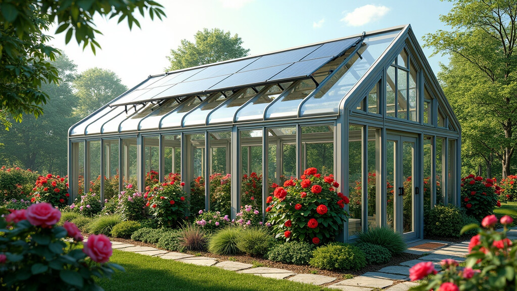 greenhouse with solar panel