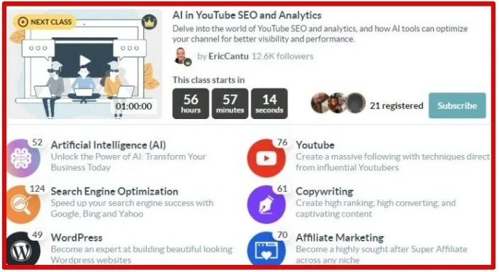 Wealthy Affiliate Additional Training Classes For Premium Members