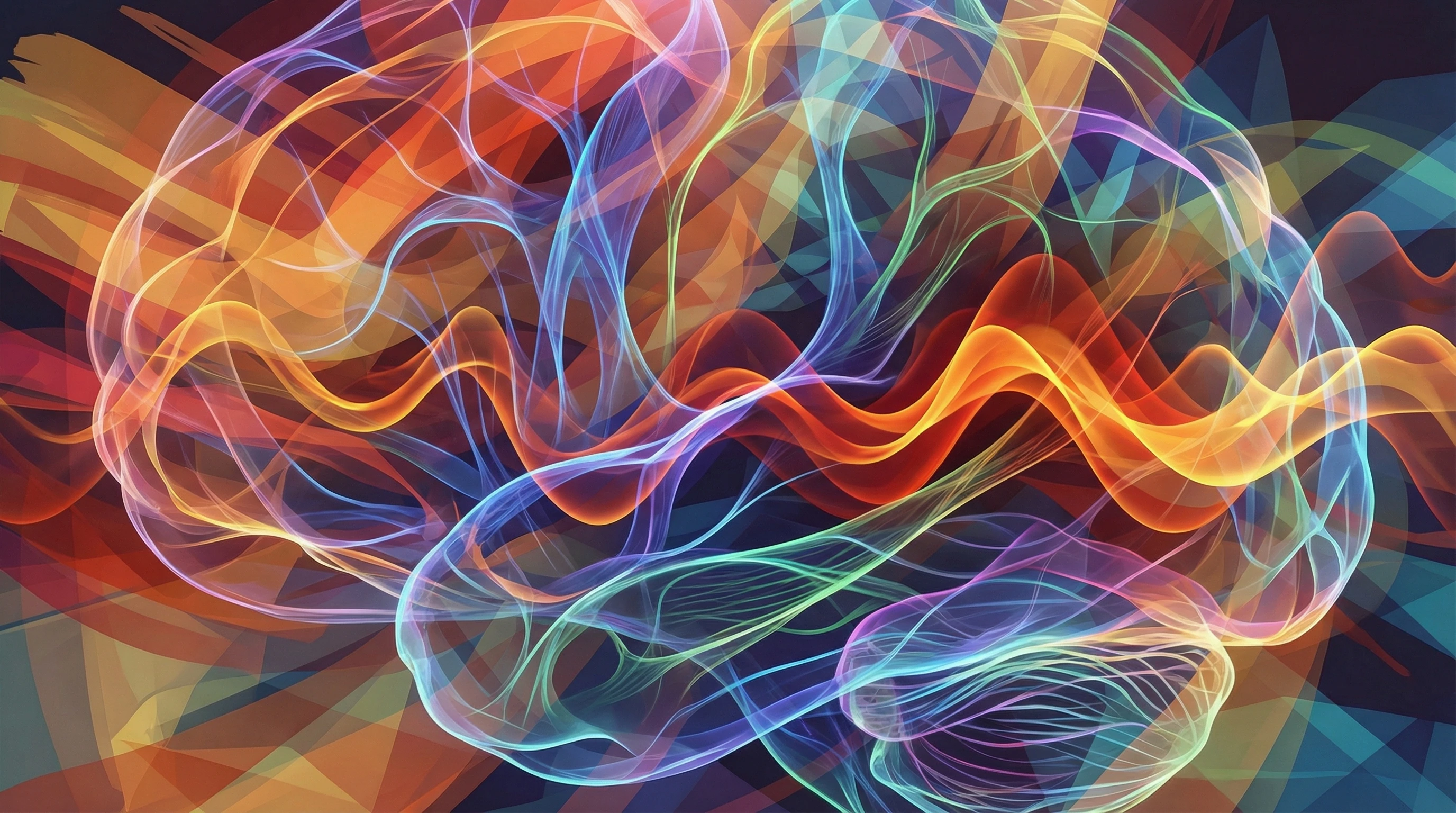 Abstract representation of pain signals and brain pathways affected by depression