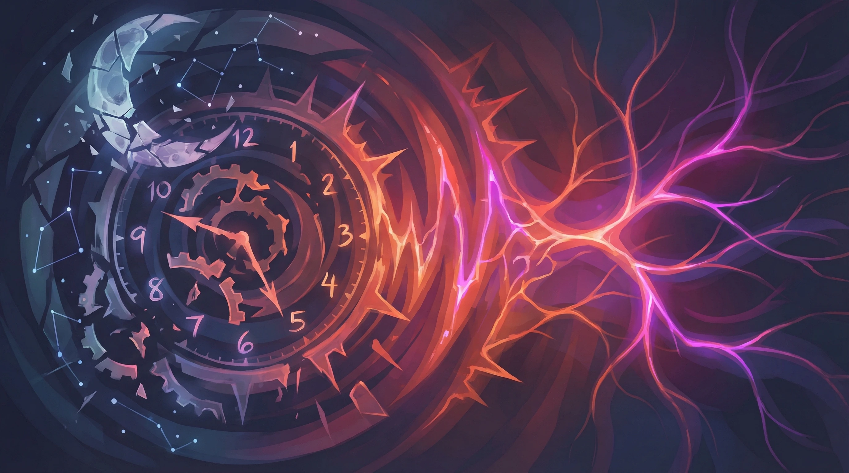 Abstract representation of disrupted sleep patterns affecting pain perception