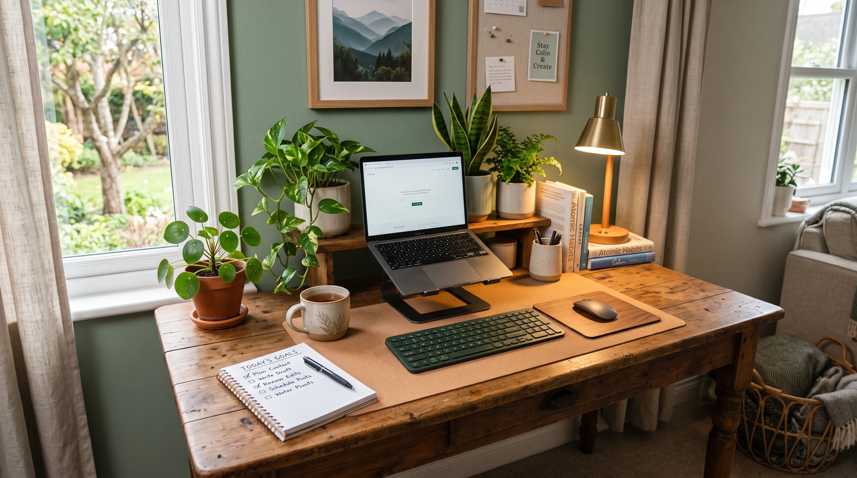 Checklist and calm workspace