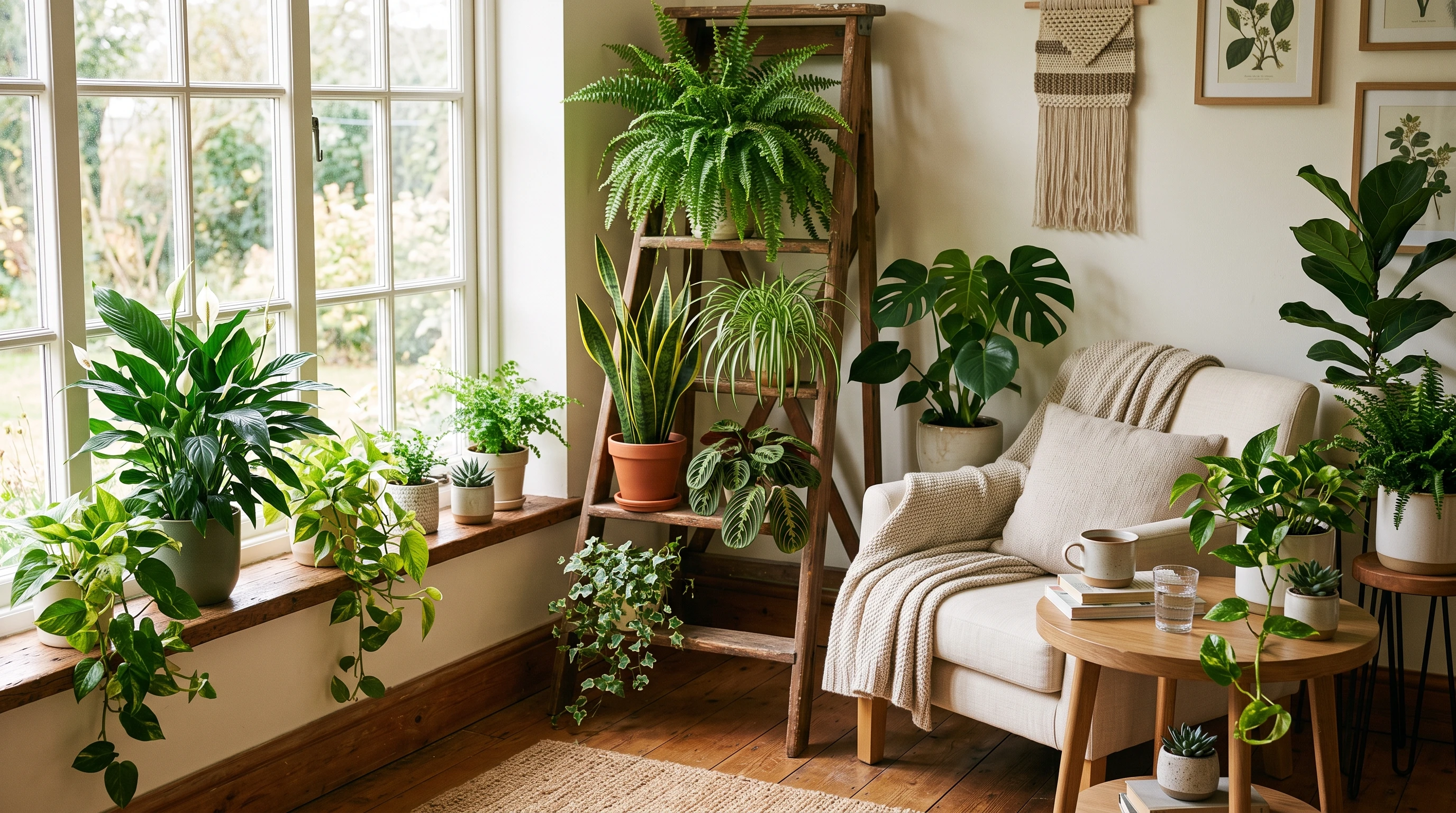 Peaceful indoor plants arrangement